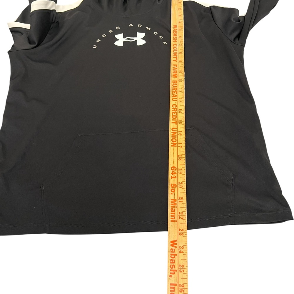 Under Armour Kids Youth YXL Black White Heatgear Hoodie Long Sleeve Pullover‎ - Picture 4 of 7